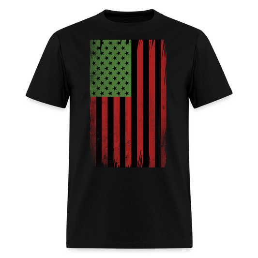 Red Black Green American Flag Juneteenth Celebration T-Shirt - black