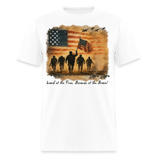 Land Of The Free Patriotic Military T-Shirt - white