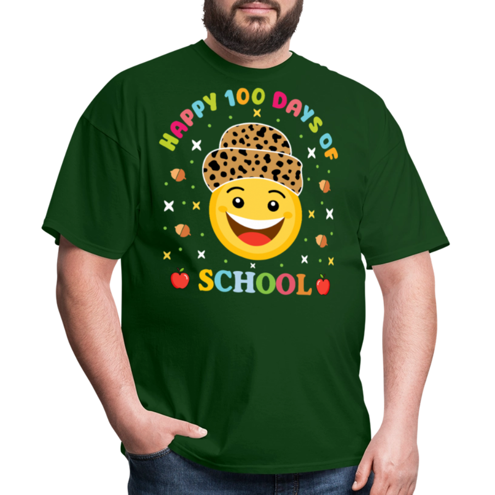 Leopard Print 100 Days Of School Shirt For Teachers Unisex T-Shirt - forest green