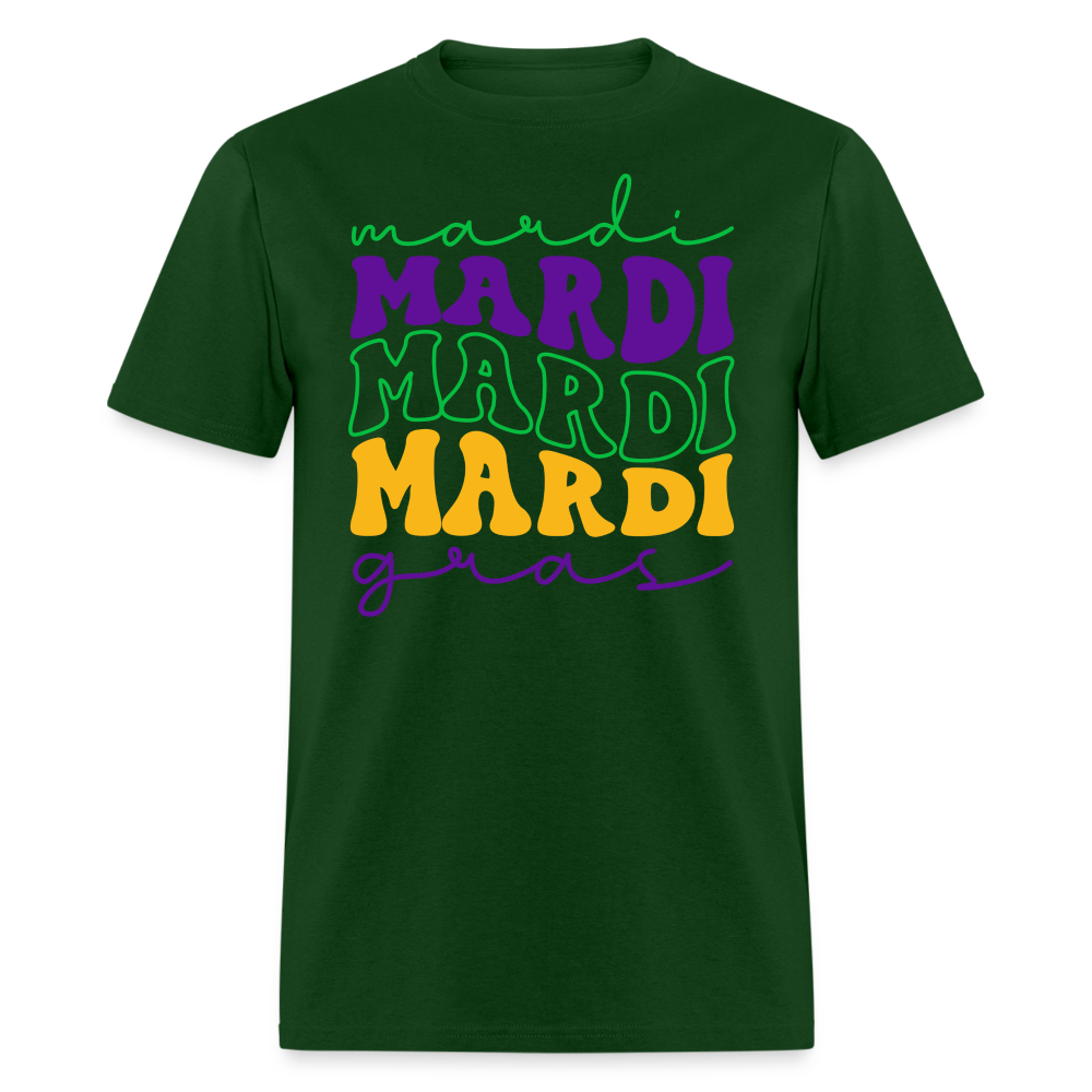 Funny and Stylish Mardi Gras Lettering Unisex T-shirt - forest green