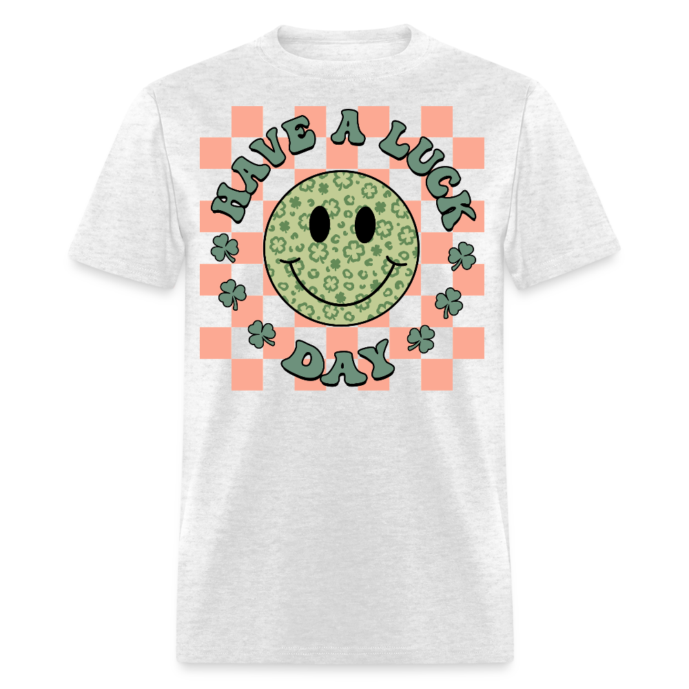 Retro Lucky Charm Graphic Tee Have A Lucky Day T-shirt - light heather gray