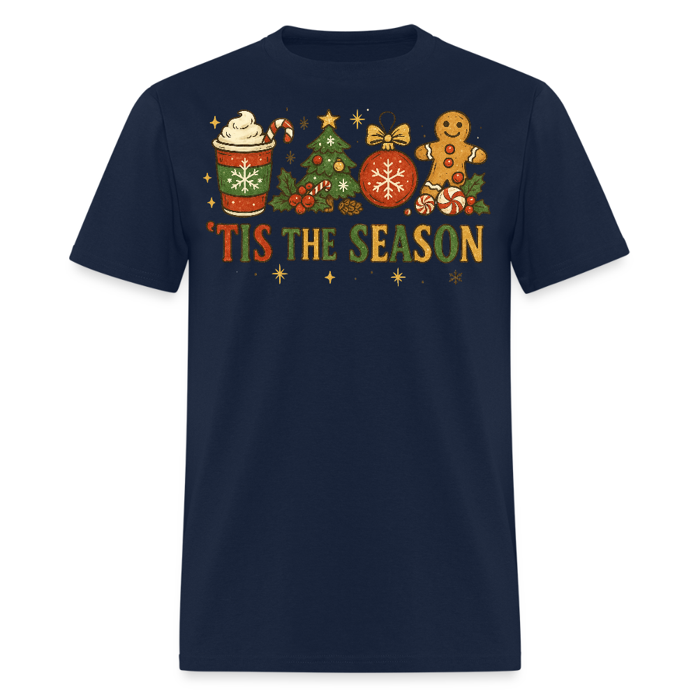 Tis The Season Christmas Graphic T-Shirt - navy