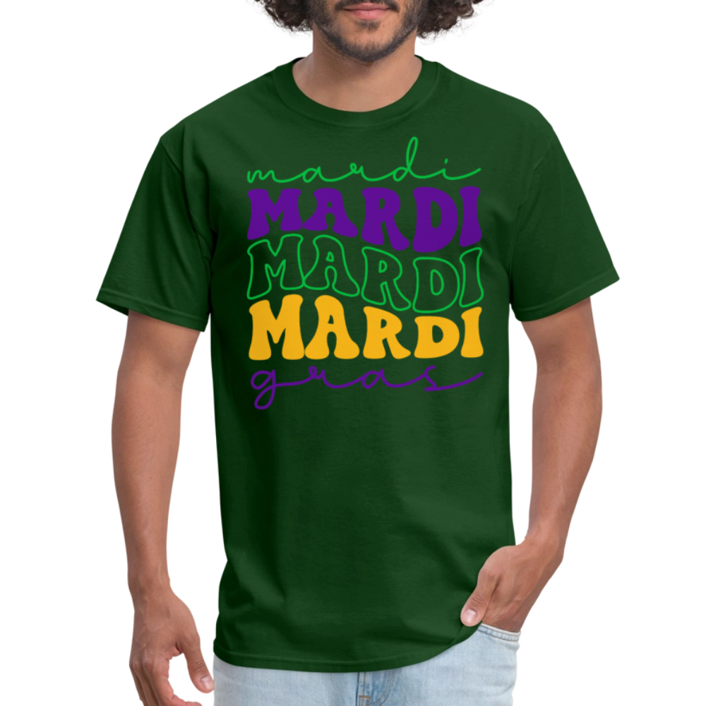 Funny and Stylish Mardi Gras Lettering Unisex T-shirt - forest green