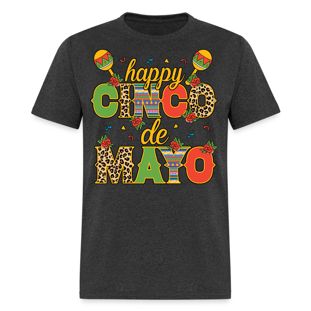 Leopard Print Cinco de Mayo Celebration T-shirt - heather black