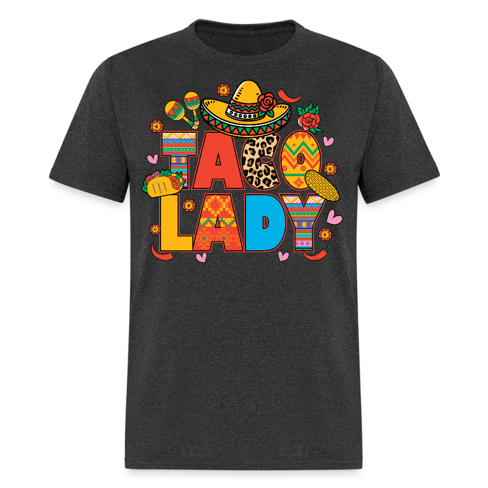 Funny Taco lover Shirt For Women Colorful Taco Lady T-shirt - heather black