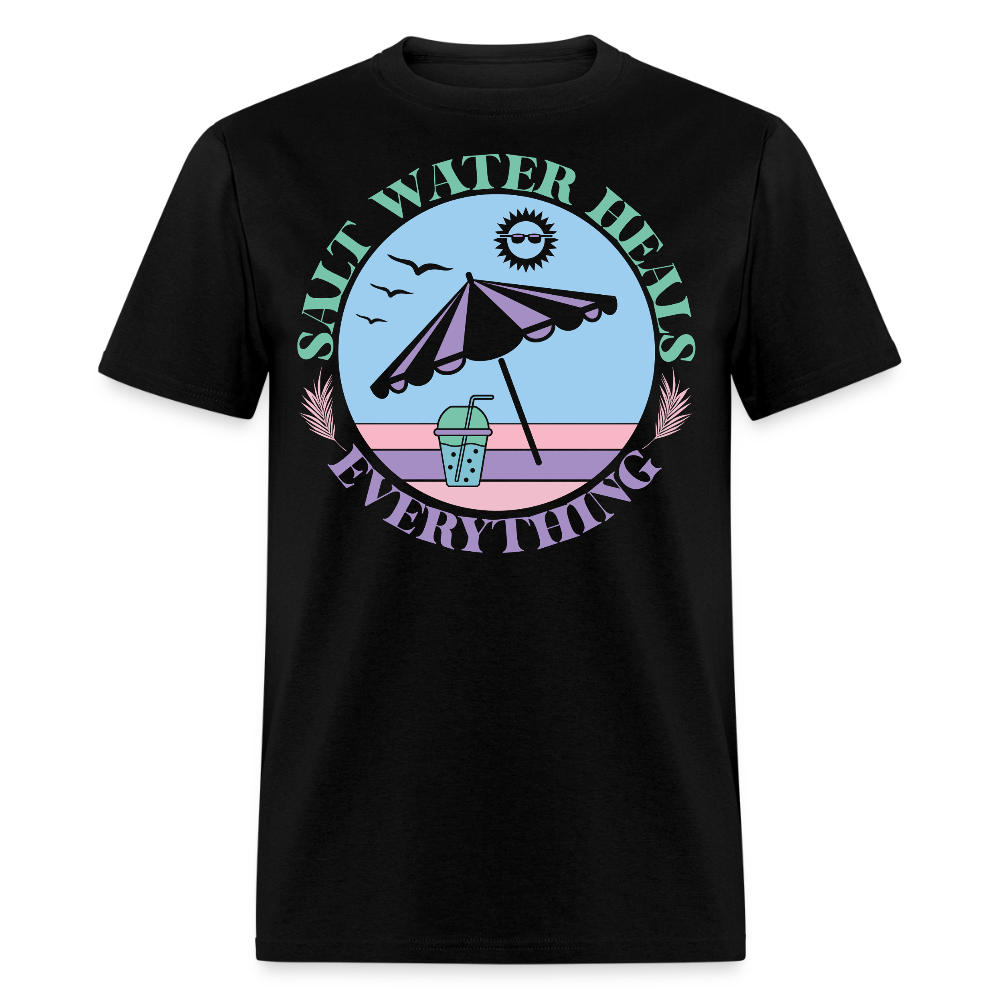 Salt Water Heals Everything Coastal Vacation T-shirt - black