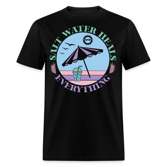 Salt Water Heals Everything Coastal Vacation T-shirt - black