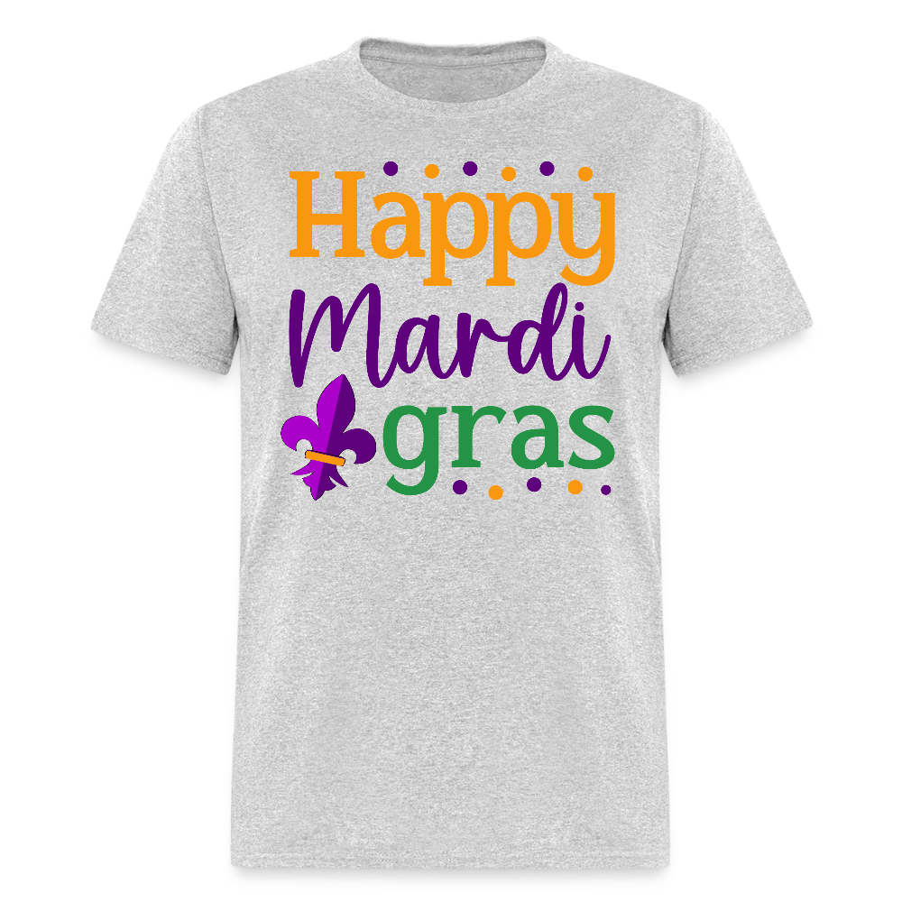 Colorful Mardi Gras Parade Tee Happy Mardi Gras T-shirt - heather gray