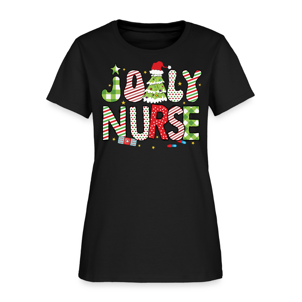 Jolly Nurse Tee Christmas Gift for Nurses T-Shirt - black