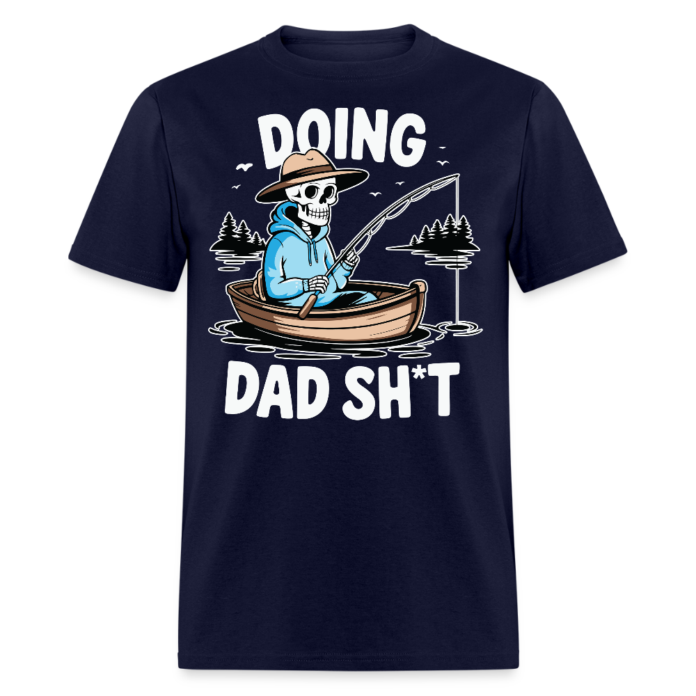 Skeleton Fisherman Doing Dad Stuff T-shirt - navy