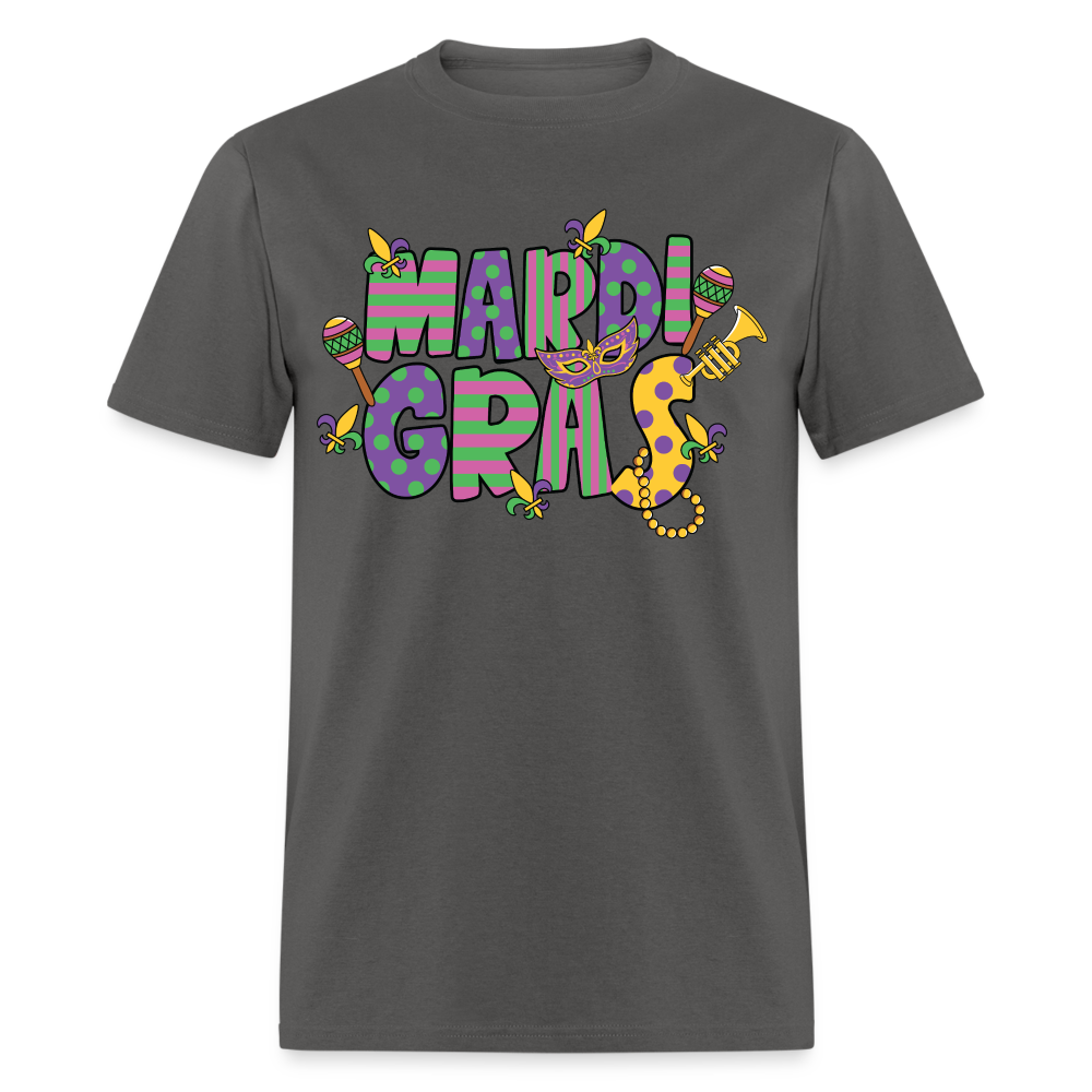 Retro-style Mardi Gras Carnival Tee New Orleans Mardi Gras Party T-shirt - charcoal