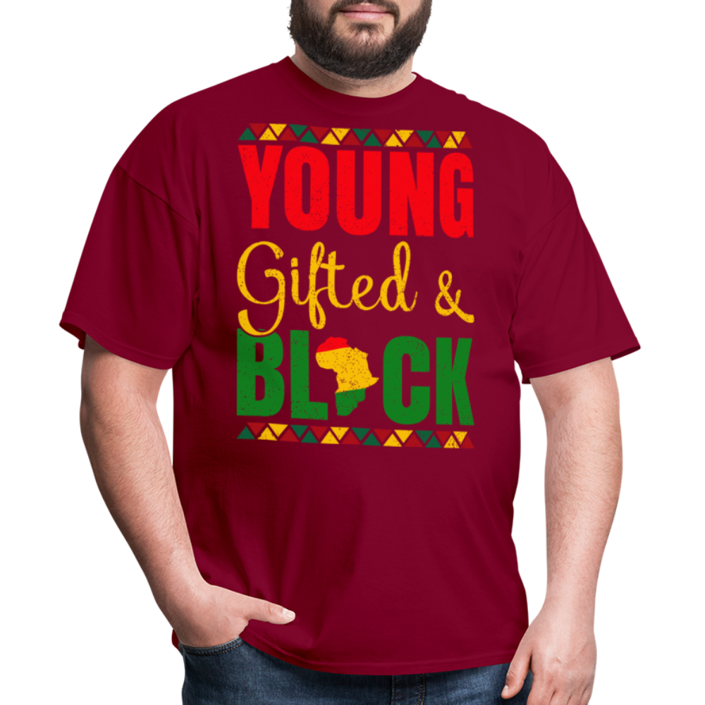 African Heritage Tee Young Gifted and Black T-Shirt - burgundy