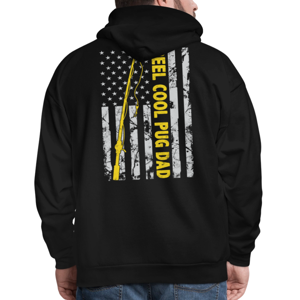 Patriotic Fishing Pug Dad American flag Hoodie - black