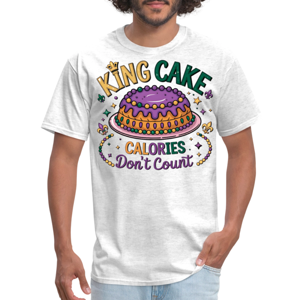 Funny King Cake Calories Don’t Count Tee Funny Mardi Gras T-shirt - light heather gray