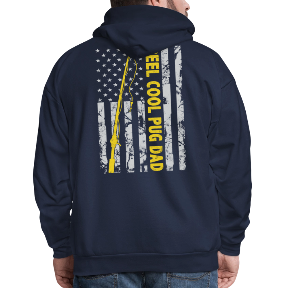 Patriotic Fishing Pug Dad American flag Hoodie - navy
