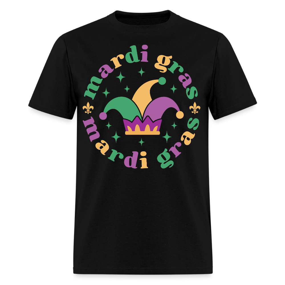 Funny Mardi Gras Jester Hat Unisex T-shirt - black