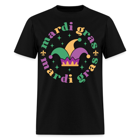Funny Mardi Gras Jester Hat Unisex T-shirt - black