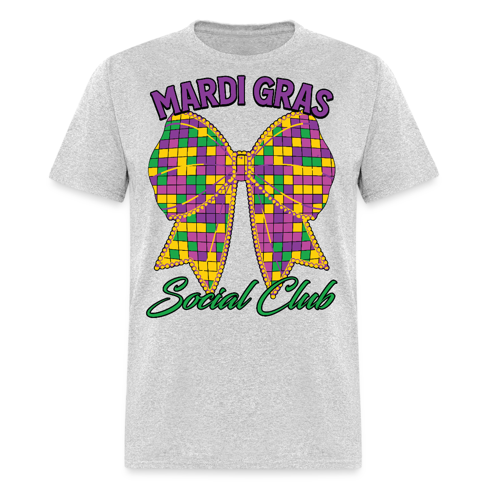 Mardi Gras Social Club Shirt For Women and Men Mardi Gras Bow T-shirt - heather gray