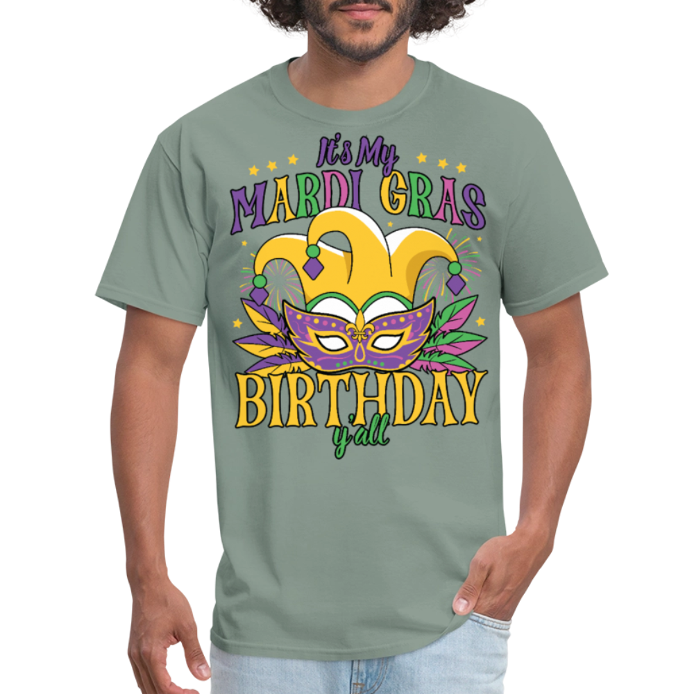 Funny Mardi Gras Birthday Party Outfit Mardi Gras Birthday Y'all T-shirt - sage