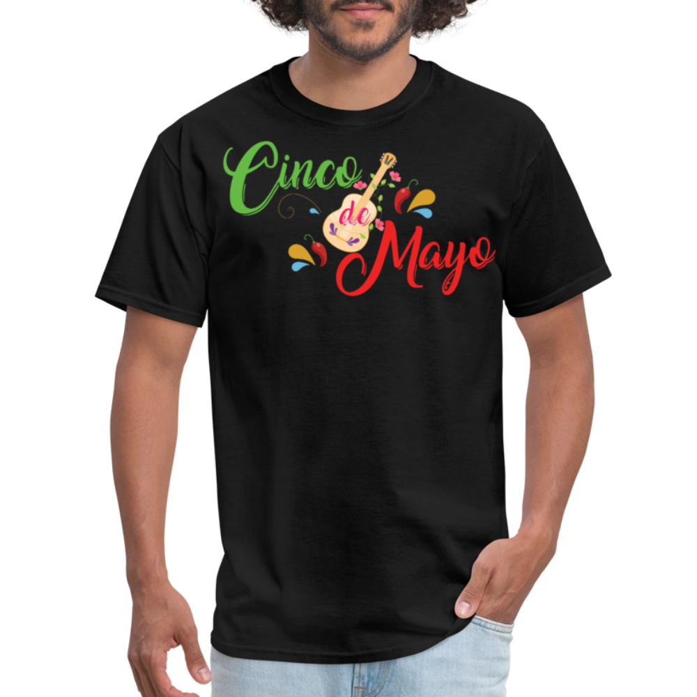 Colorful Cinco De Mayo Shirt With Guitar Unisex T-shirt - black