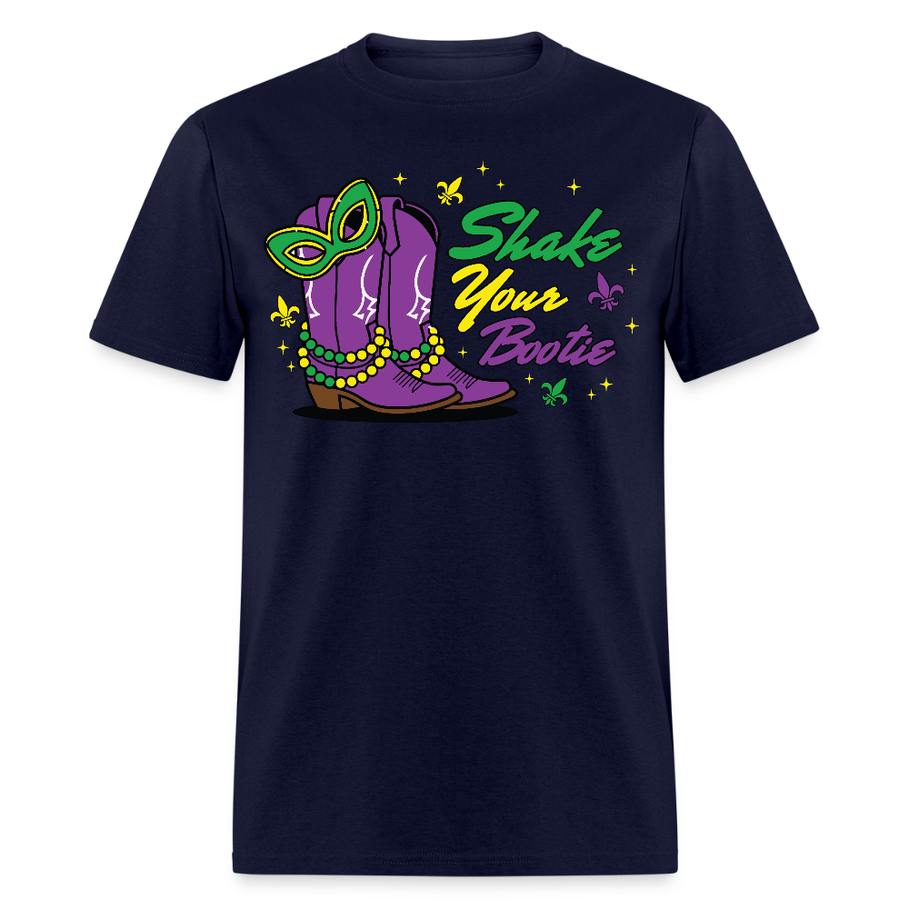 Shake Your Bootie Mardi Gras Tee Masquerade Party T-shirt - navy