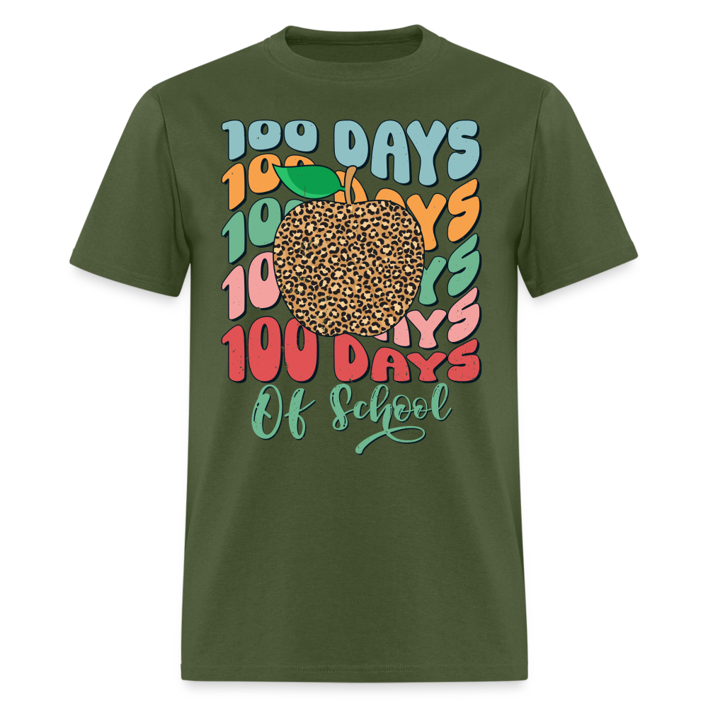 Leopard print 100 Days Of School Teacher Appreciation Gifts T-shirt - military green