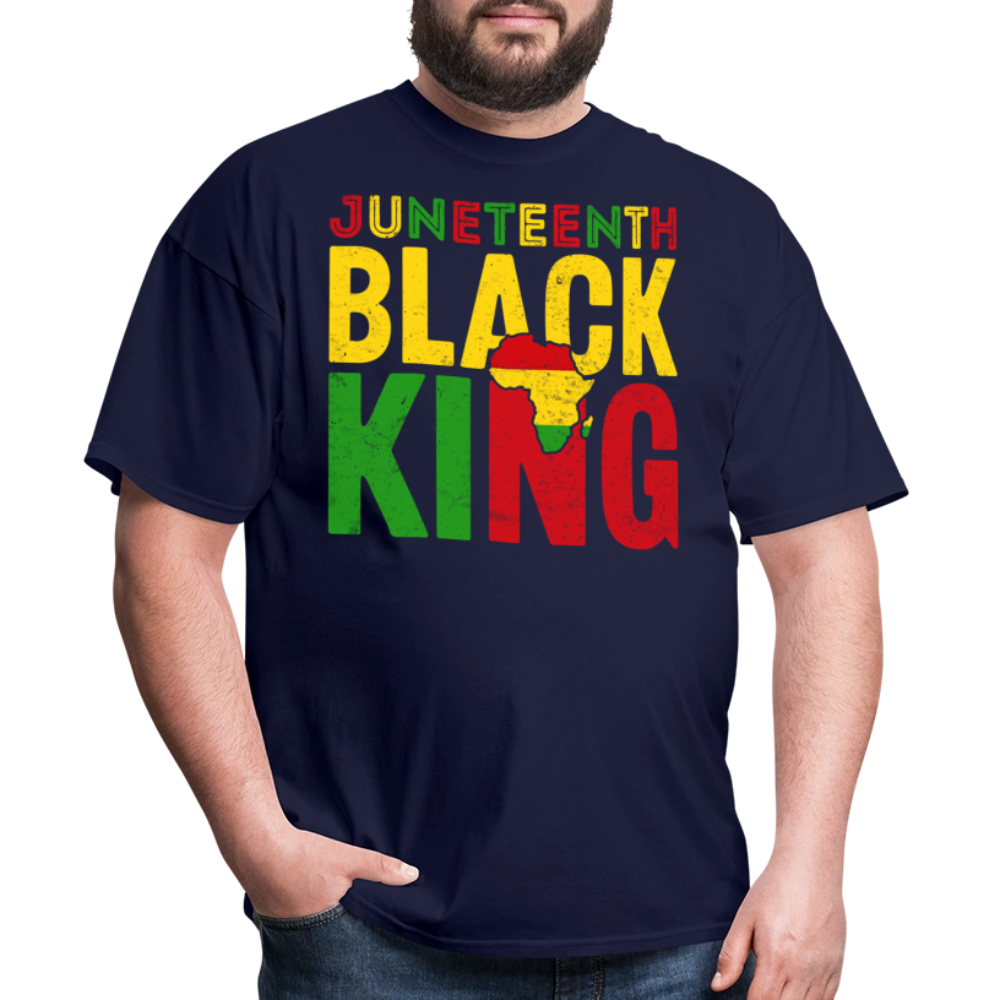Black King African Heritage Tee Juneteenth Black King T-shirt - navy