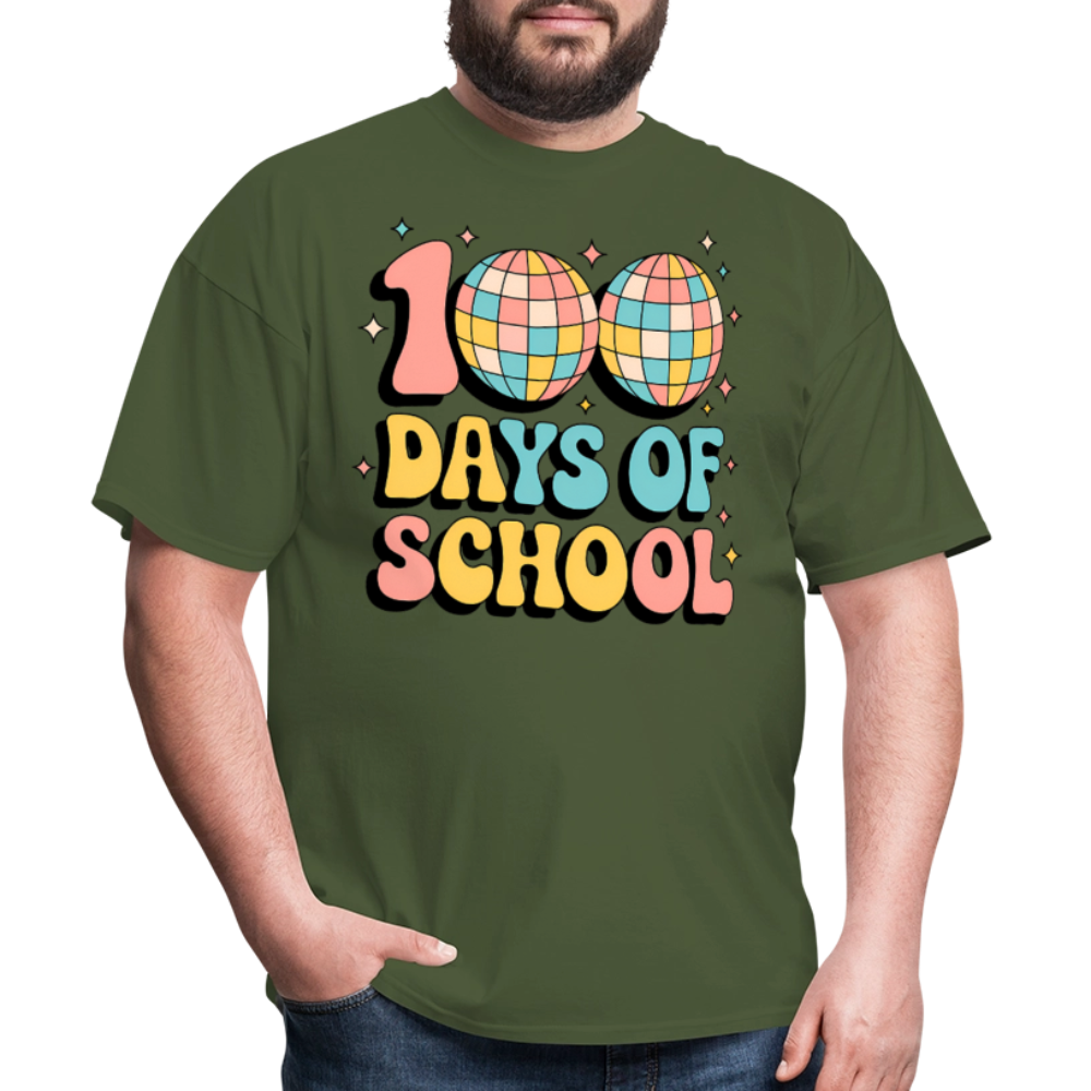 100 Days Of School Tee  For Teachers Funny Disco Theme T-shirt - military green