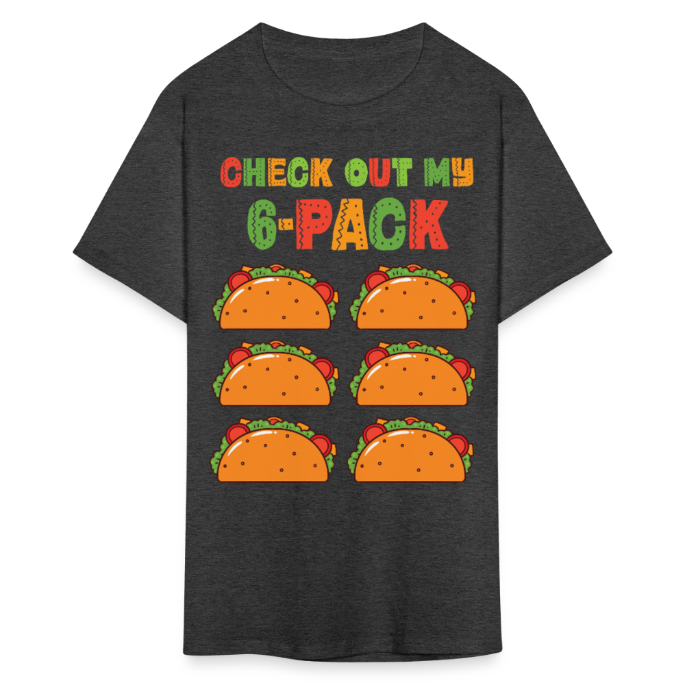 Taco Tuesday Lover Graphic Tee Check Out My 6-pack Taco T-shirt - heather black