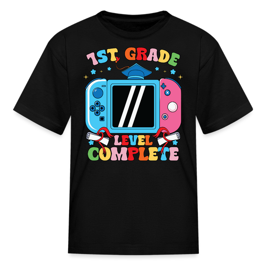 First Grade Level Complete Graduation Gaming T-Shirt - black