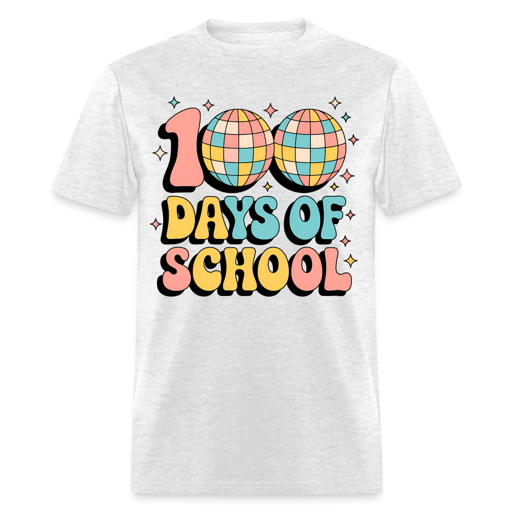 100 Days Of School Tee  For Teachers Funny Disco Theme T-shirt - light heather gray