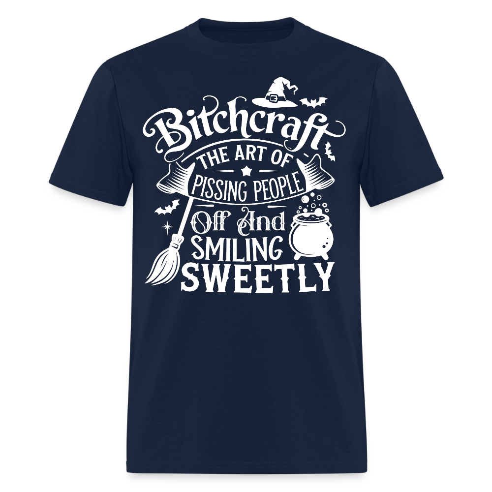 Piss People Off And Smile Sweetly Funny Witch Halloween T-Shirt - navy
