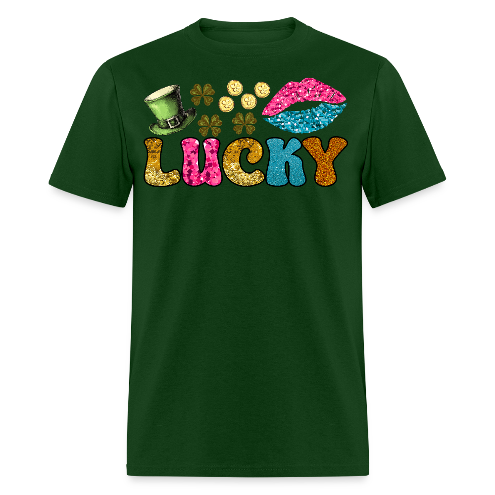 Lucky Charm Graphic Tee For Festive Wear T-shirt - forest green