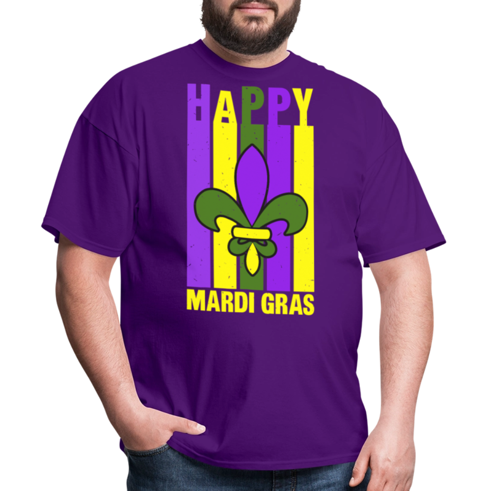 Happy Mardi Gras Graphic Tee Funny and Festive Mardi Gras T-Shirt - purple