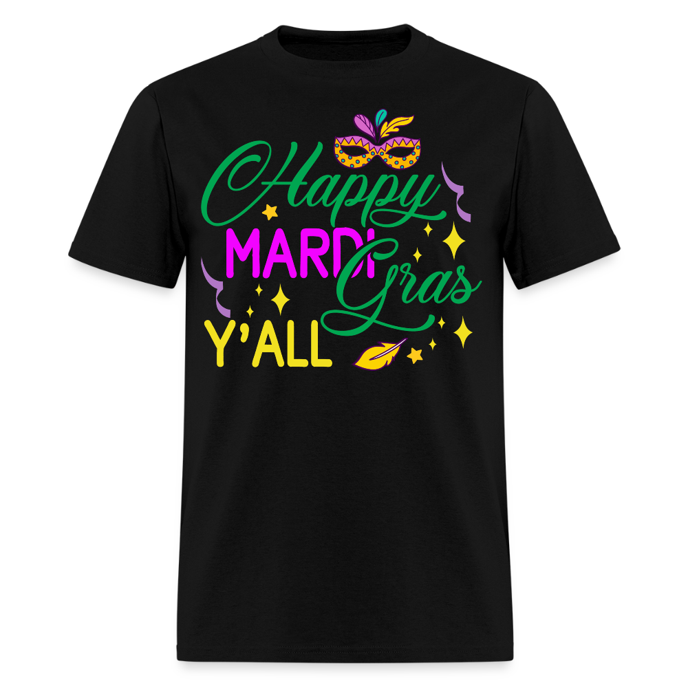 Louisiana Carnival Celebration Tee Happy Mardi Gras Y'all T-shirt - black
