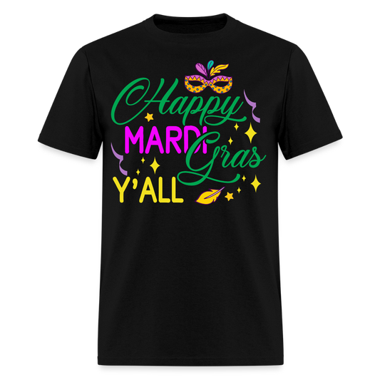 Louisiana Carnival Celebration Tee Happy Mardi Gras Y'all T-shirt - black