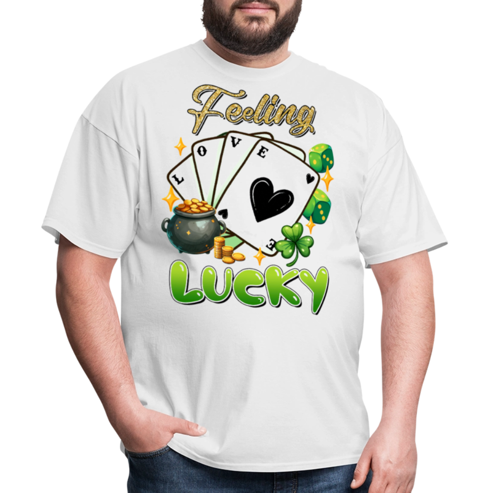 Feeling Lucky Graphic Tee Irish Luck Gambling T-shirt - white