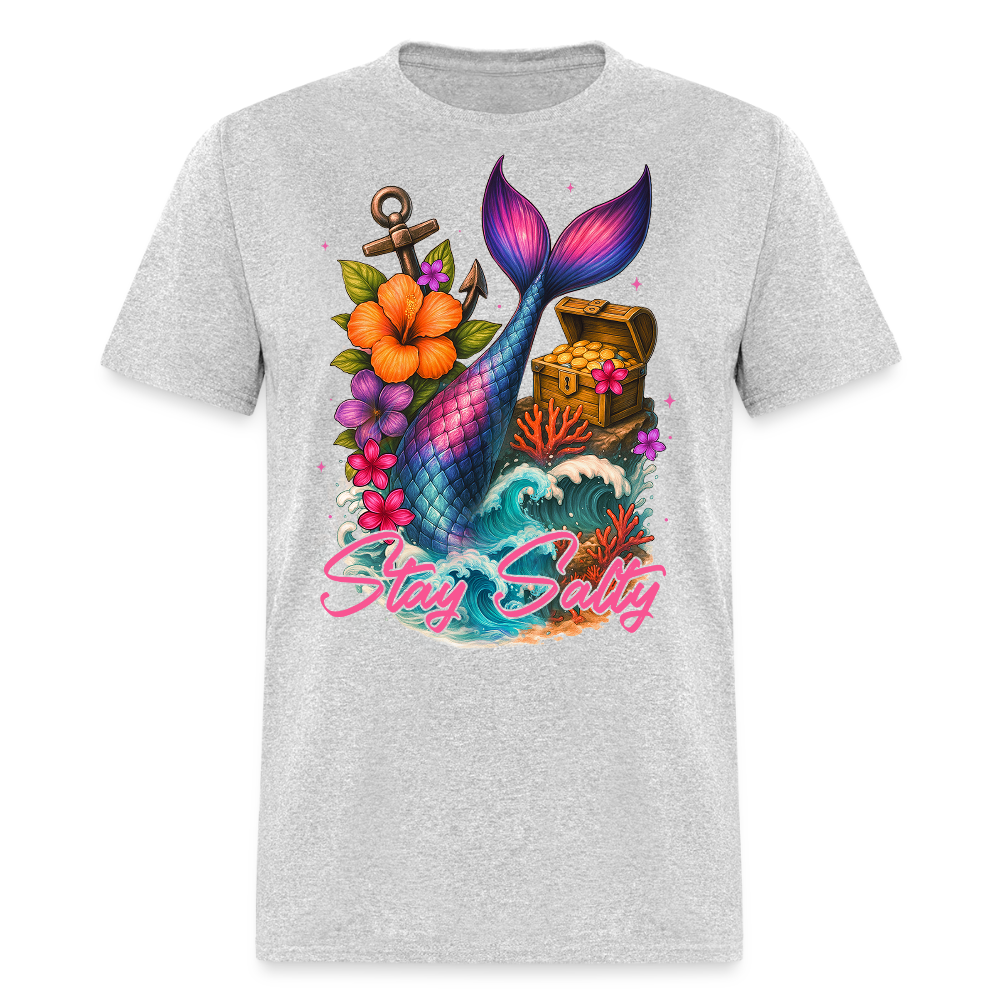 Stay Salty Ocean Mermaid Tail Beach T-shirt - heather gray