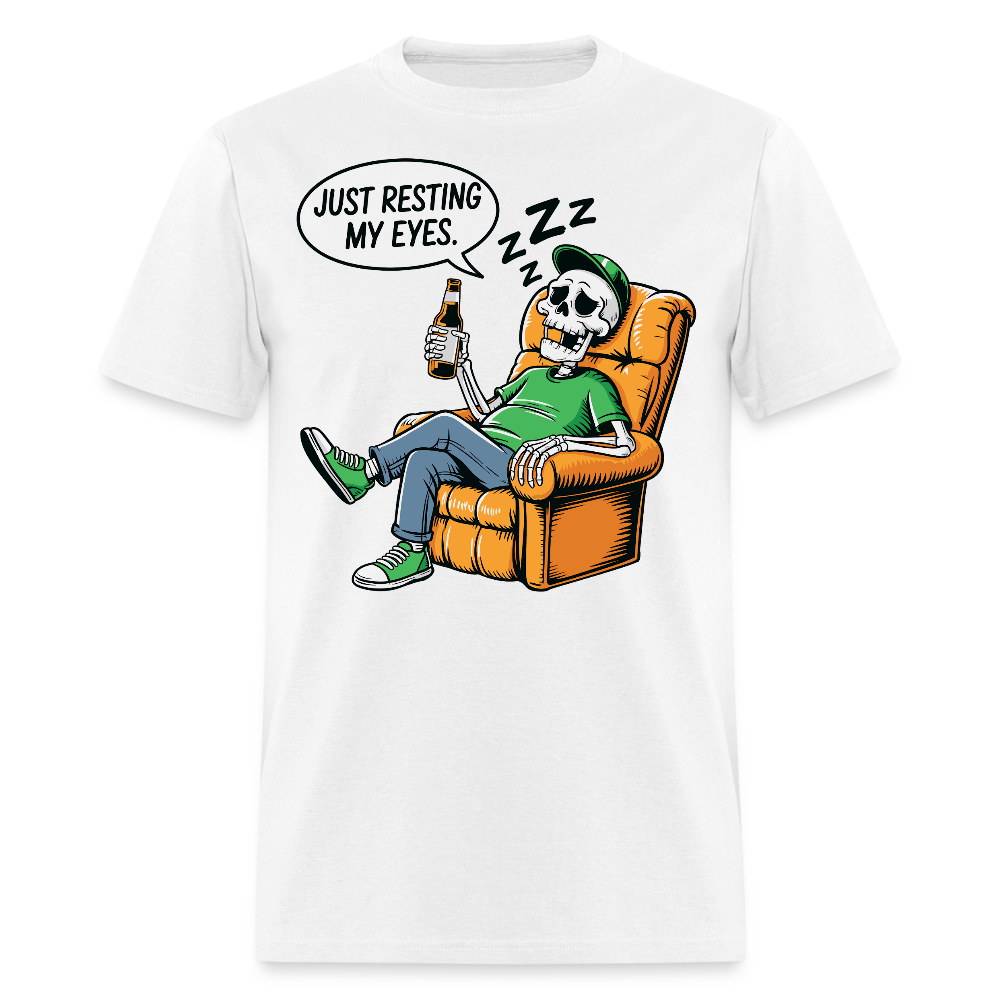 Just Resting My Eyes Skeleton T-shirt - white