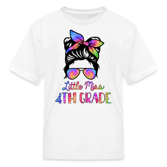 Little Miss 4th Grade Back to School T-Shirt - white