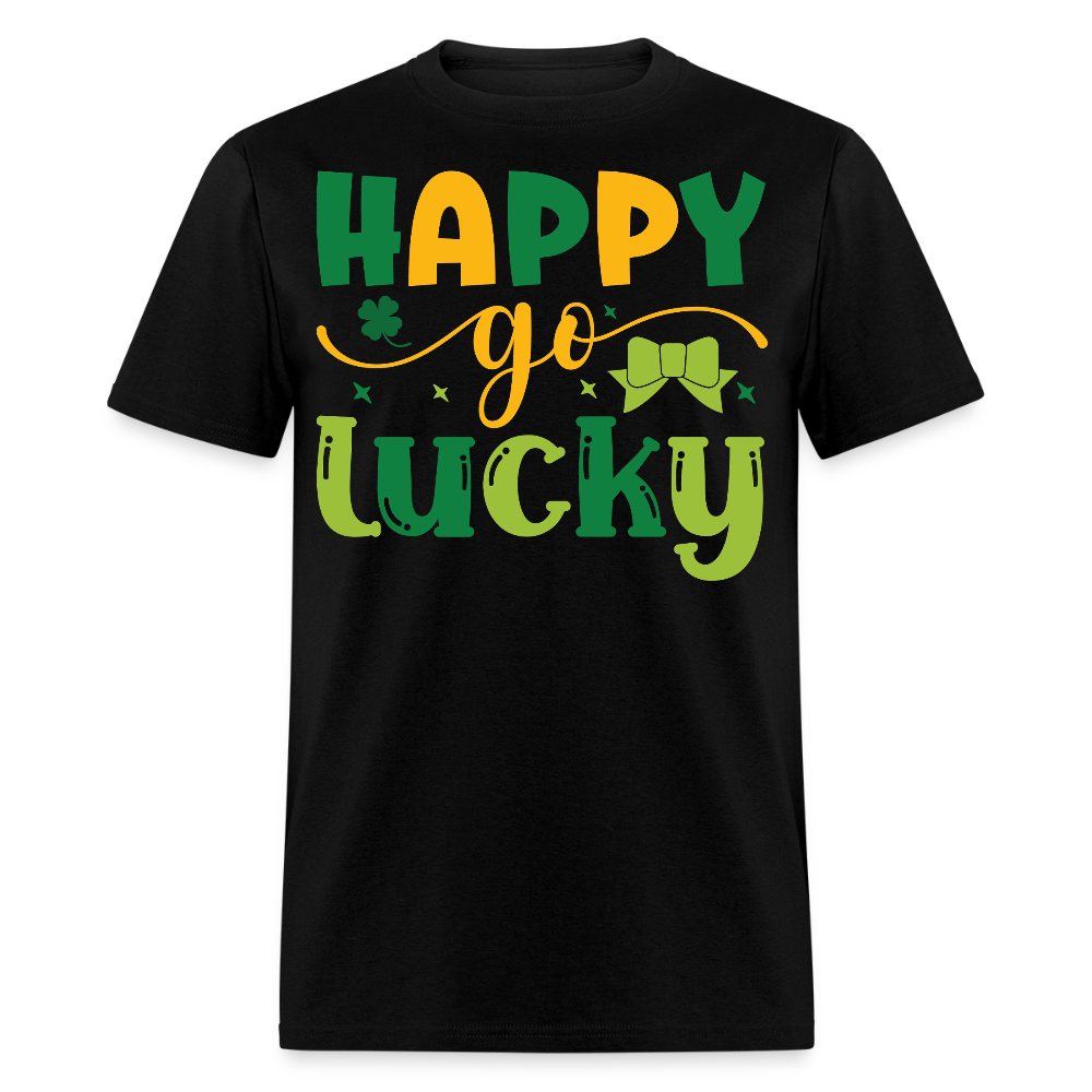 St Patrick’s Day Happy Go Lucky T-shirt - black