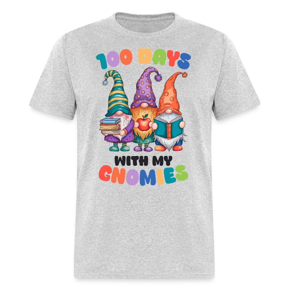 Cute Gnome 100 Days of Learning Shirt Teacher Appreciation Gnome T-Shirt - heather gray