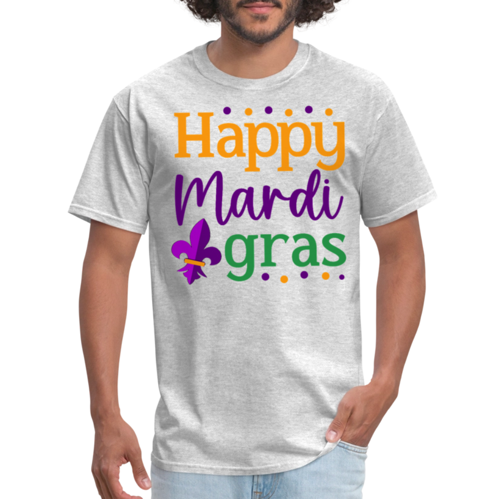 Colorful Mardi Gras Parade Tee Happy Mardi Gras T-shirt - heather gray