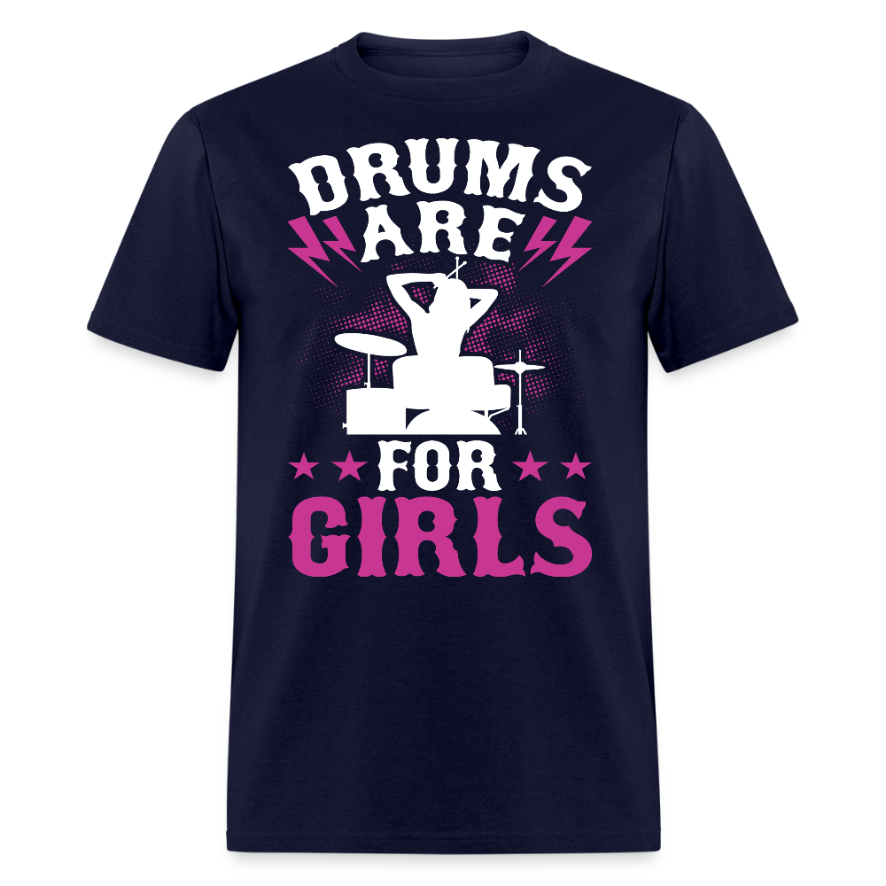 Empowering Music Tee Girls Who Play Drums T-shirt - navy