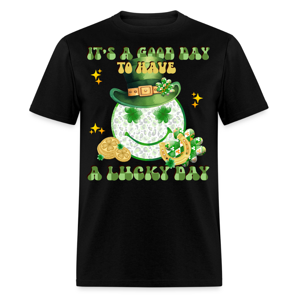 Cute Shamrock Lucky Charm Smiley Face T-shirt - black