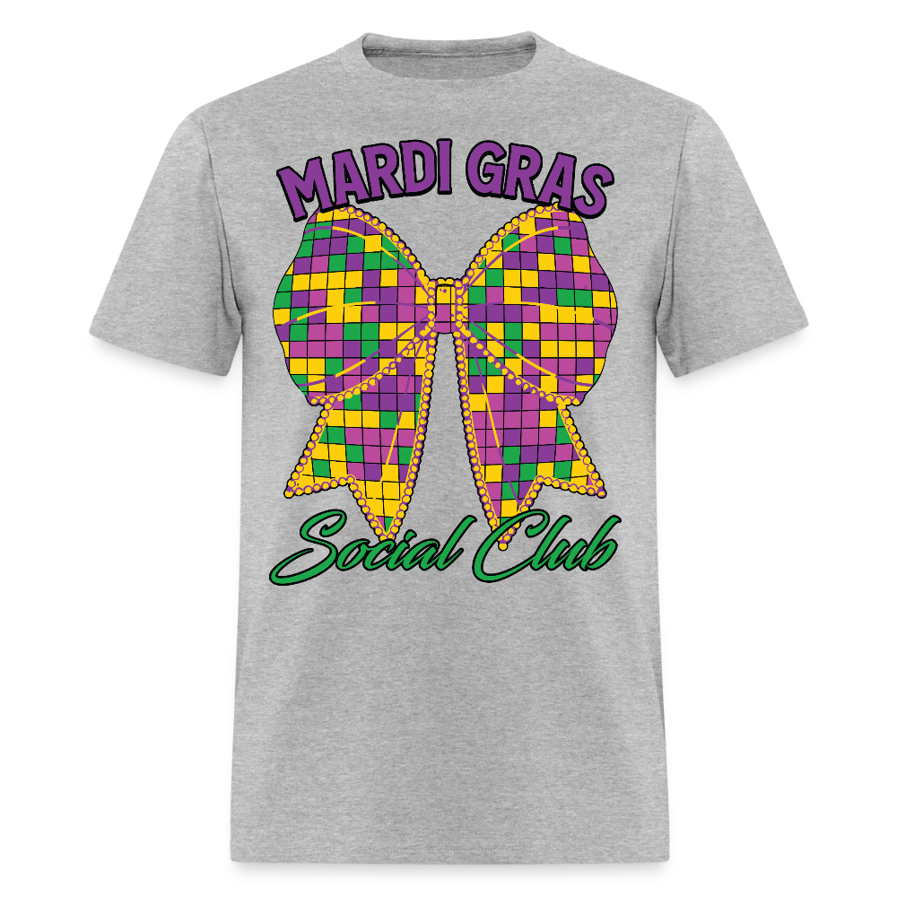 Mardi Gras Social Club Shirt For Women and Men Mardi Gras Bow T-shirt - heather gray
