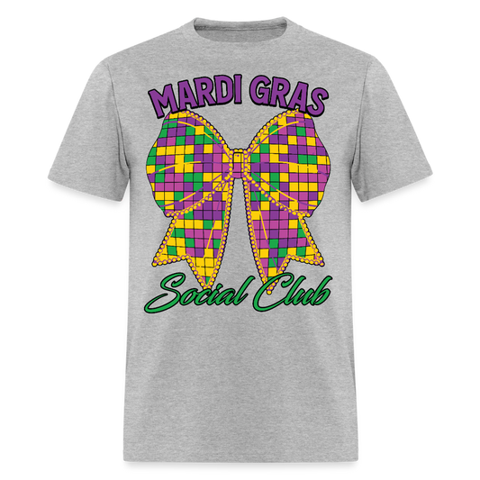 Mardi Gras Social Club Shirt For Women and Men Mardi Gras Bow T-shirt - heather gray