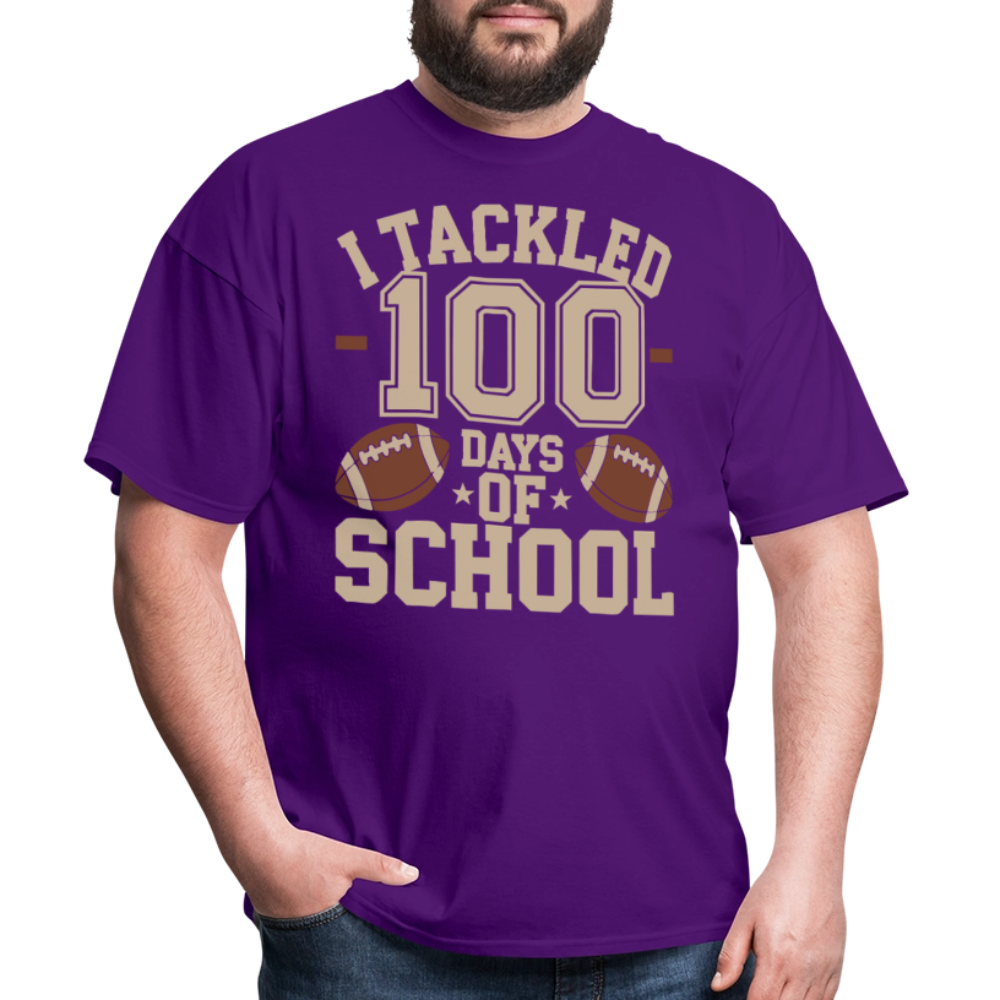 100 Days Of School Tee For Teachers Funny Football Themed School T-shirt - purple