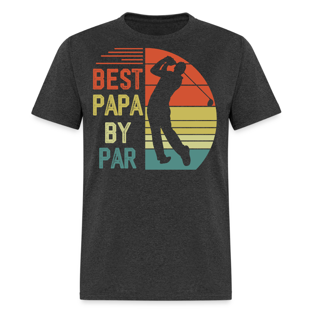 Best Papa By Par Unique Dad Golf T-shirt - heather black