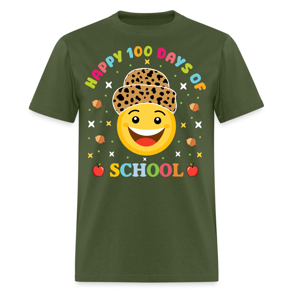 Leopard Print 100 Days Of School Shirt For Teachers Unisex T-Shirt - military green